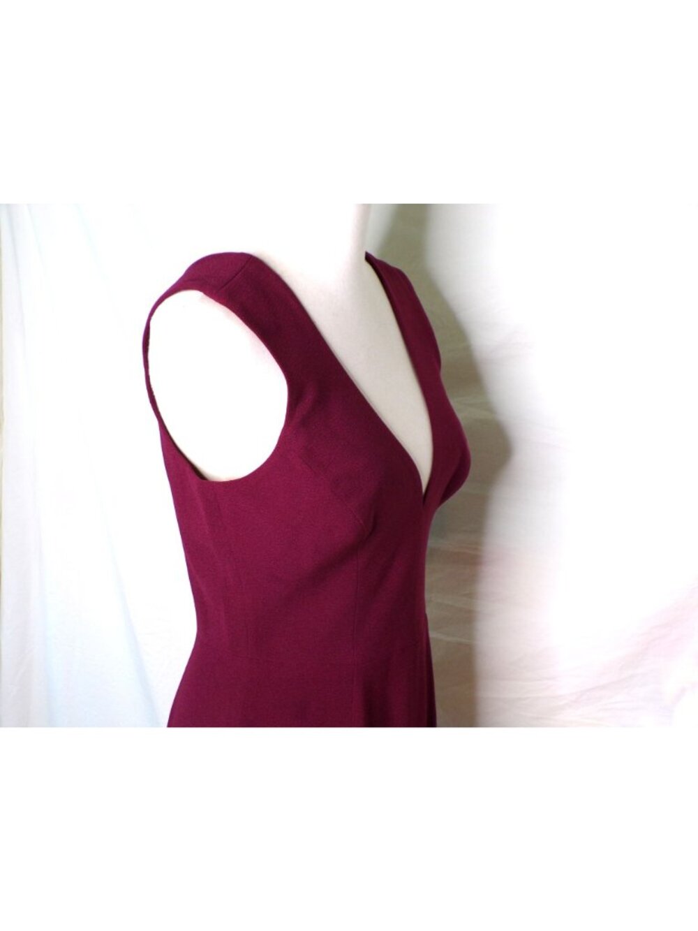🆕DRESS THE POPULATION Plunge Sandra Trumpet Gown Dress Burgundy Medium 6 - Picture 8 of 12